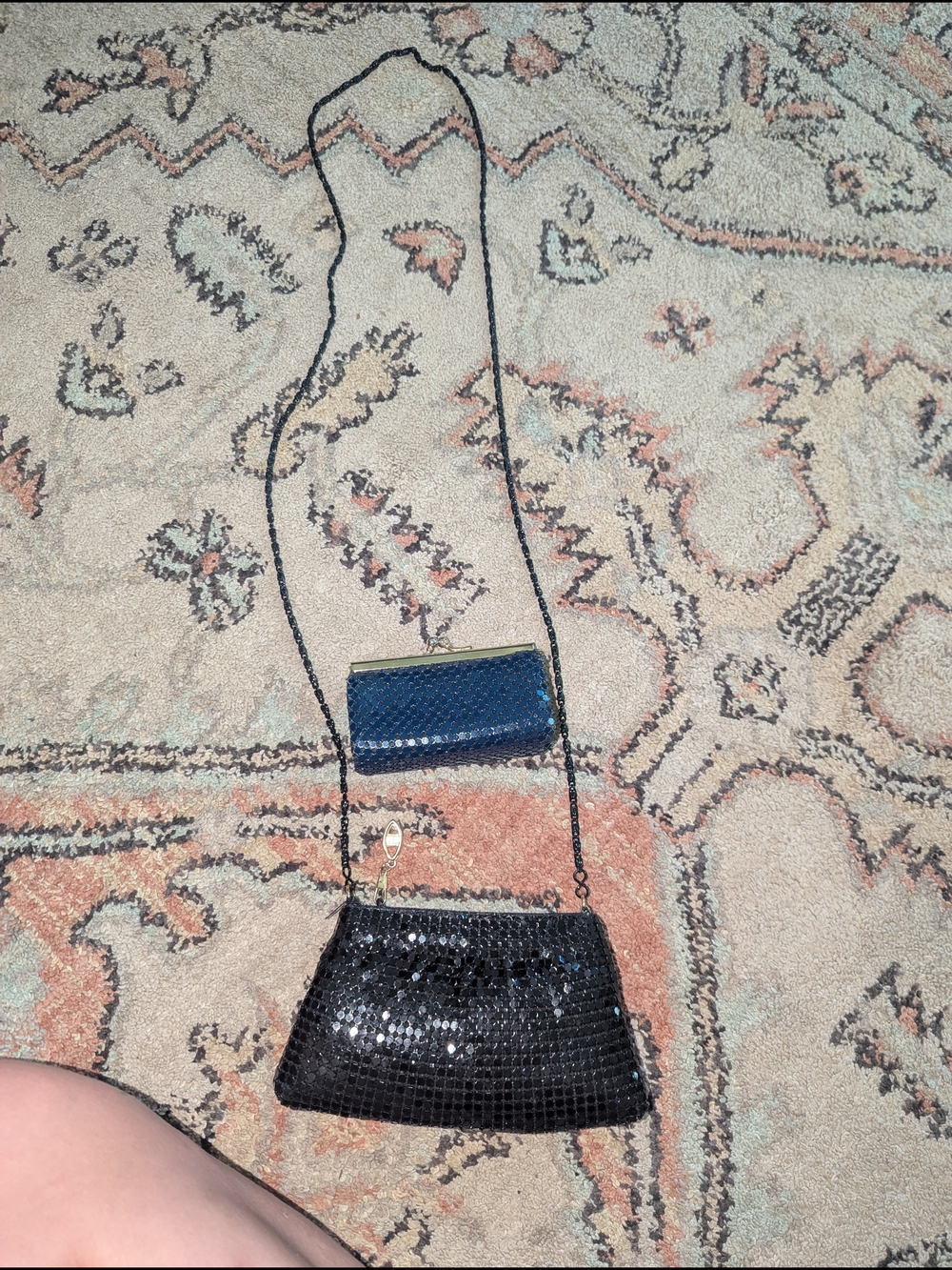 Black And Navy Sequin Clutch
